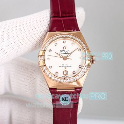 KB Factory Swiss Replica Omega Constellation Manhattan Rose Gold Case 29MM Watch